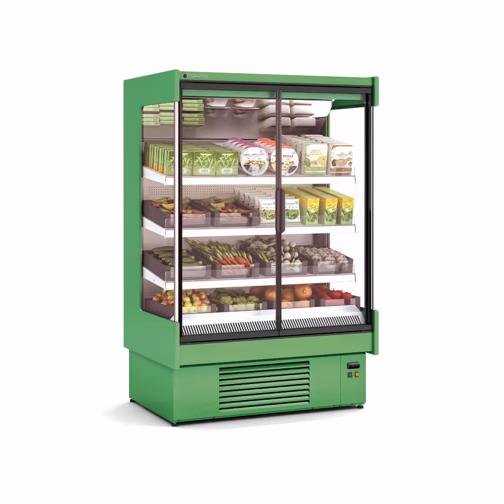 Coreco CDG1-H1 Refrigerated Fruit and Vegetables Multideck Display Self Service with Glass Doors