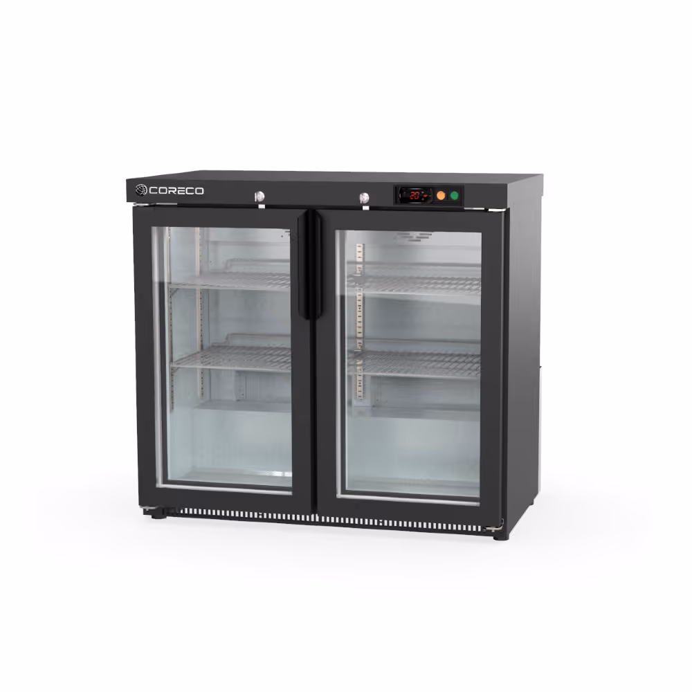 Coreco ERH-L Back Bar Display Cooler Anthracite Grey with Hinged Glass Doors