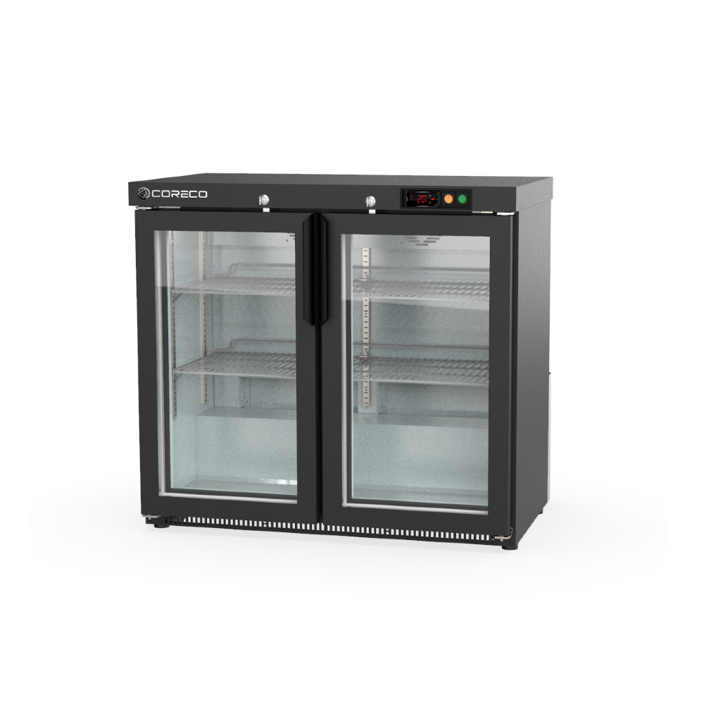 Coreco ERH-L Back Bar Display Cooler Anthracite Grey with Hinged Glass Doors