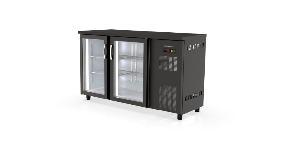 Coreco SBE Back Bar Display Fridge Counter Anthracite Grey with Hinged Glass Doors