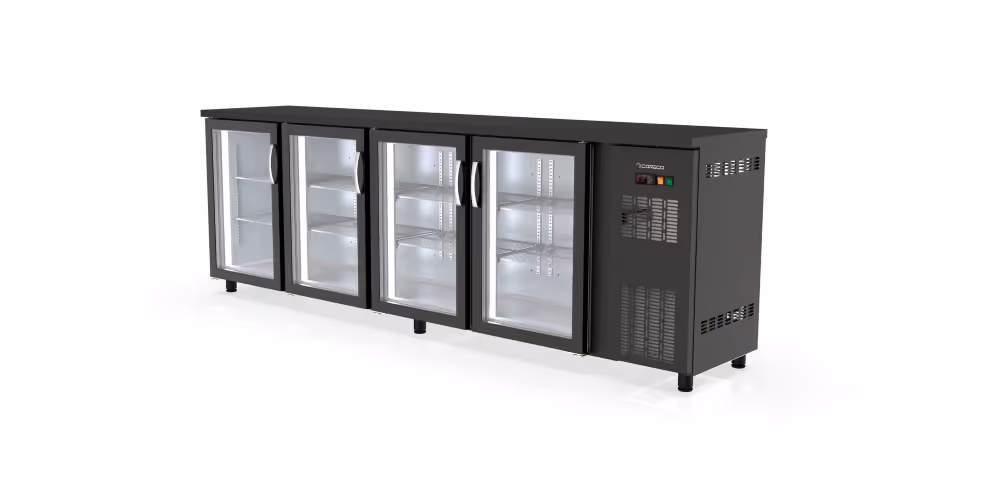 Coreco SBE Back Bar Display Fridge Counter Anthracite Grey with Hinged Glass Doors