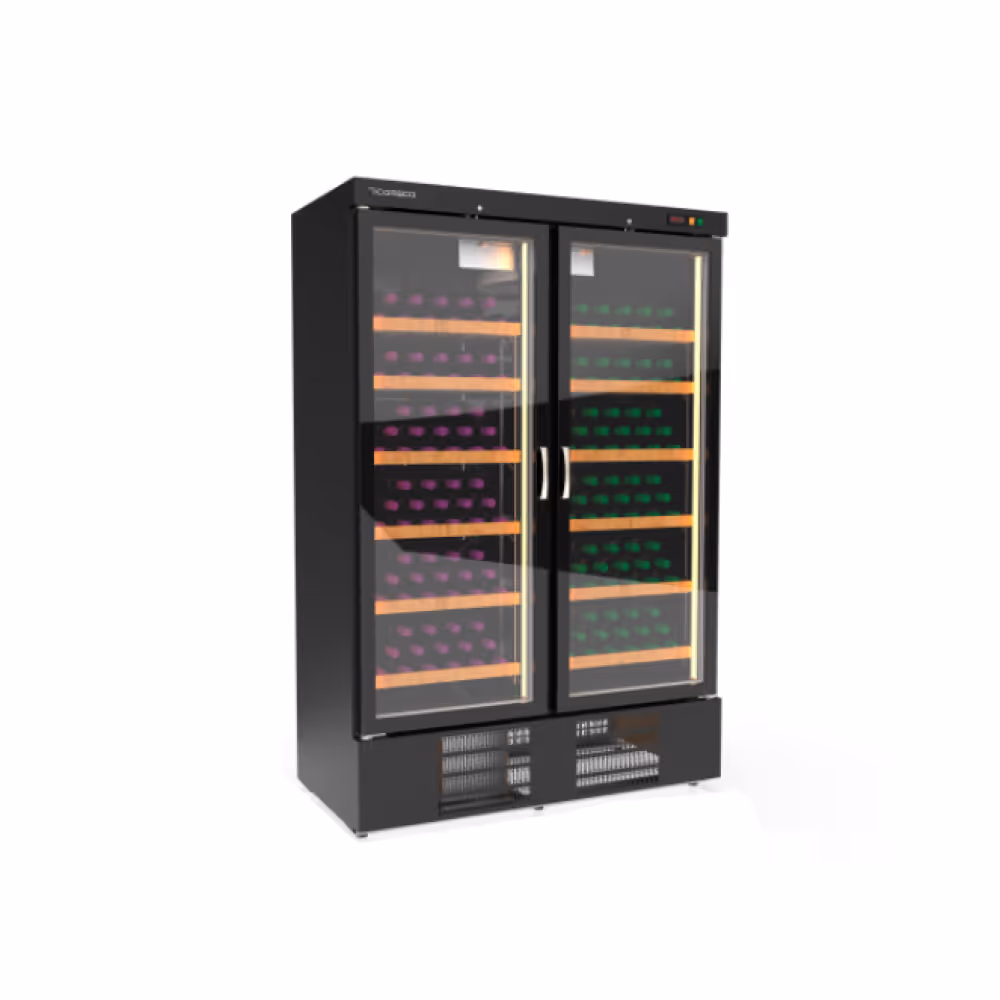 Coreco EBRW-1302 Wine Display Cooler Black with Double Glass Doors