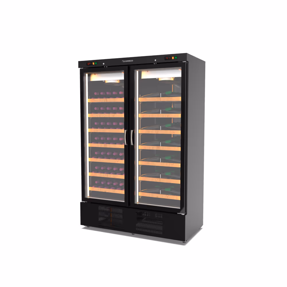 Coreco EBRW-1302/2 Wine Display Cooler Black Dual Zone with Glass Doors