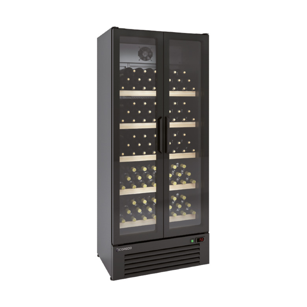 Coreco CEVRW-750 Slimline Wine Display Cooler Black with Glass Doors