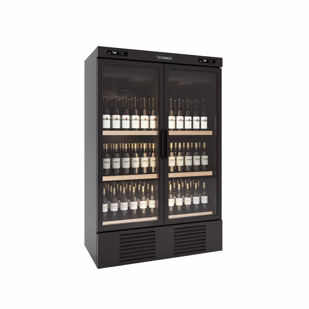 Coreco CARMW-125 Wine Display Cooler Black Dual Zone with Double Glass Doors