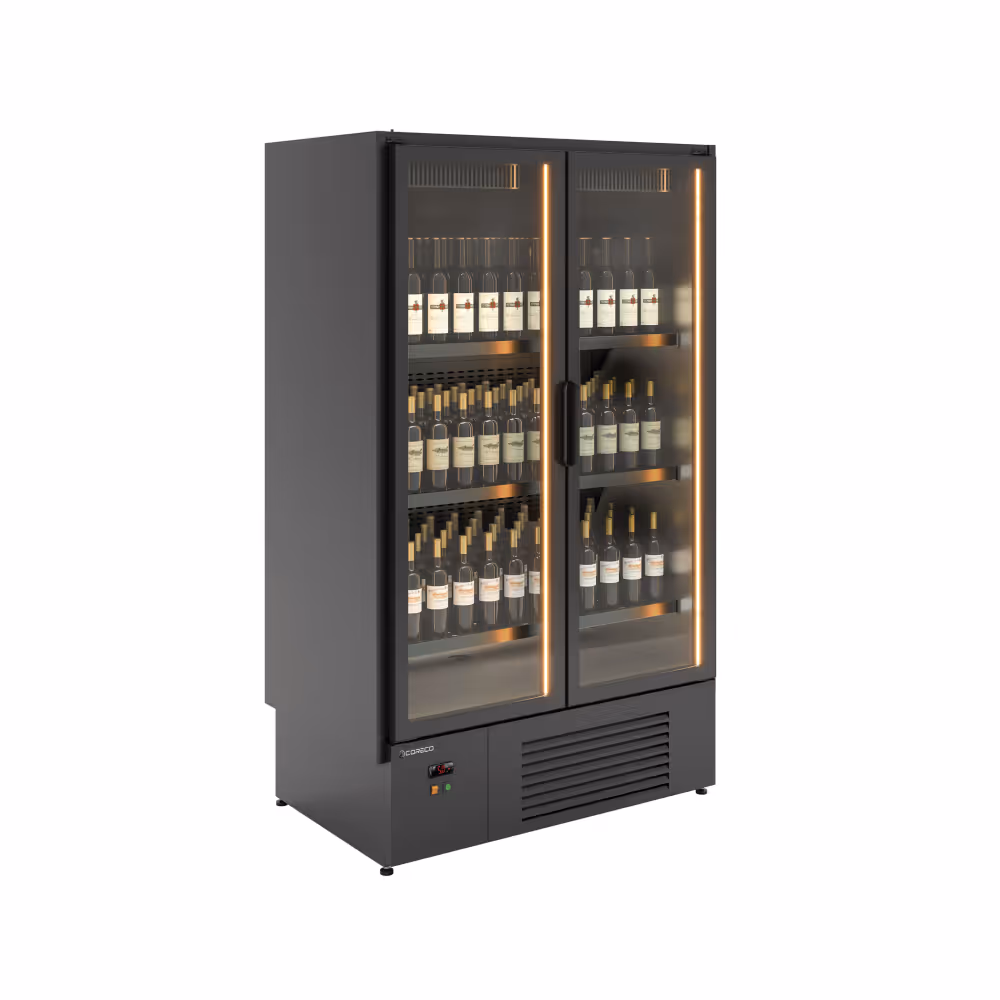 Coreco CEFIW-2R Wine Vertical Display Cooler Black with Double Glass Doors