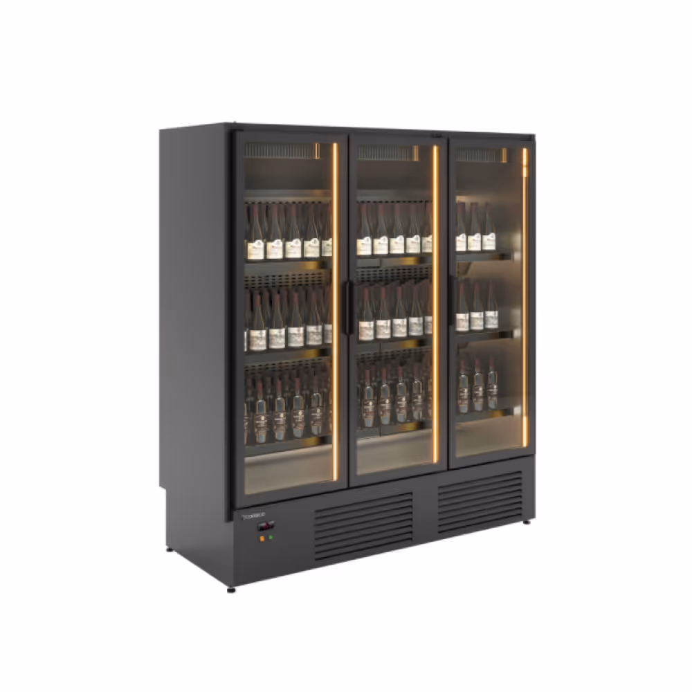 Coreco CEFIW-3R Wine Vertical Display Cooler Black with Triple Glass Doors