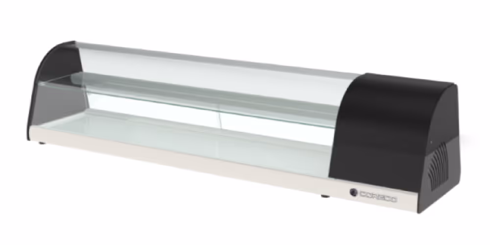 Coreco BCL-I Refrigerated Tapas Display Stainless Steel Base with Curved Glass