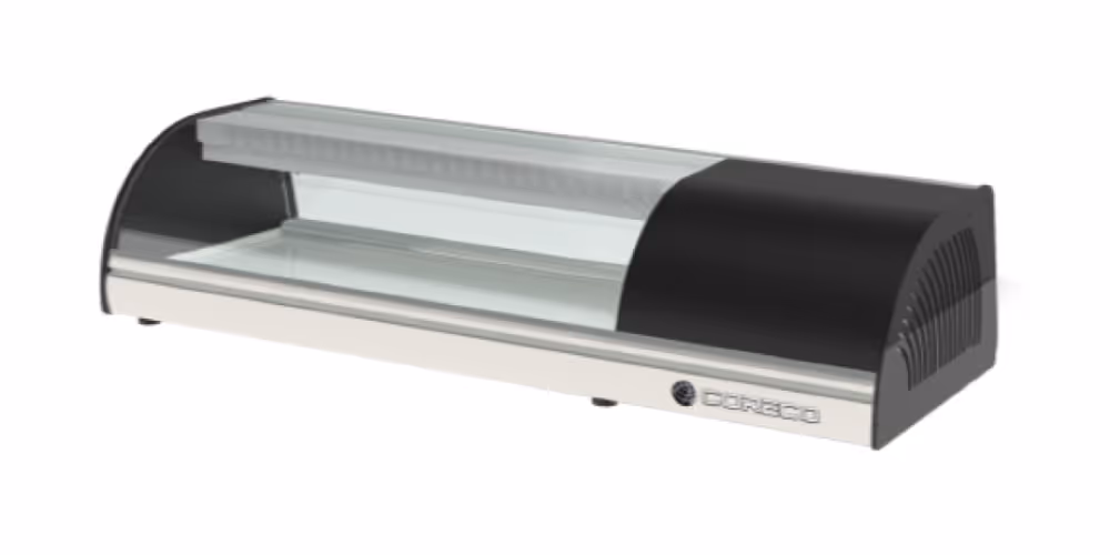 Coreco BCS-I Refrigerated Sushi Display Stainless Steel Base with Curved Glass