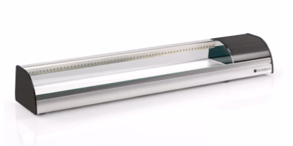 Coreco BCS-I Refrigerated Sushi Display Stainless Steel Base with Curved Glass