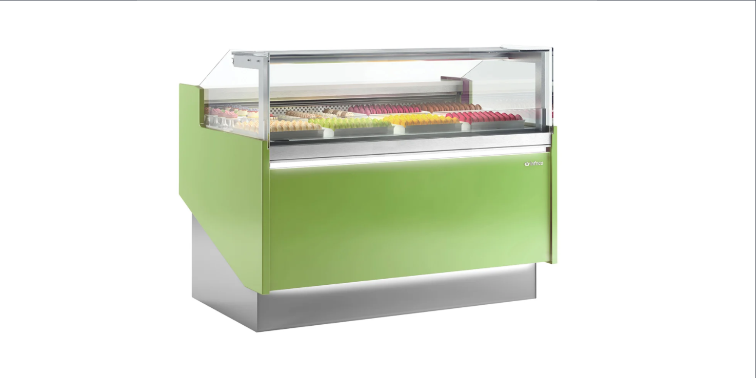 Infrico Lyon Pastry Serve Over Counter Low Height Glass Ventilated Evaporator Plug In