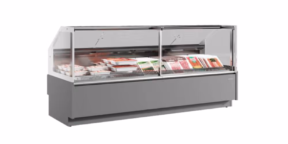 Infrico California Narrow Serve Over Counter Straight Glass Ventilated Evaporator Remote Condenser