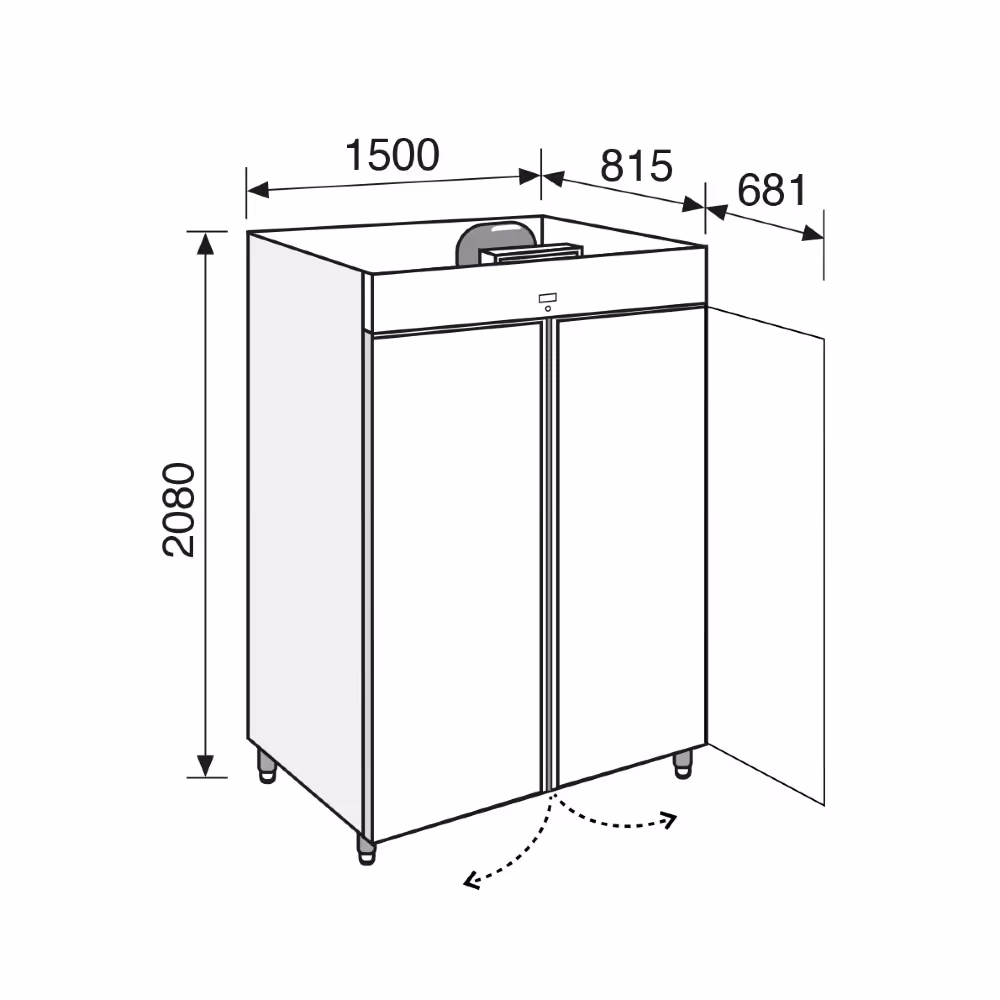 Everlasting BASIC GN2/1 Fridge Upright Solid Double Door 