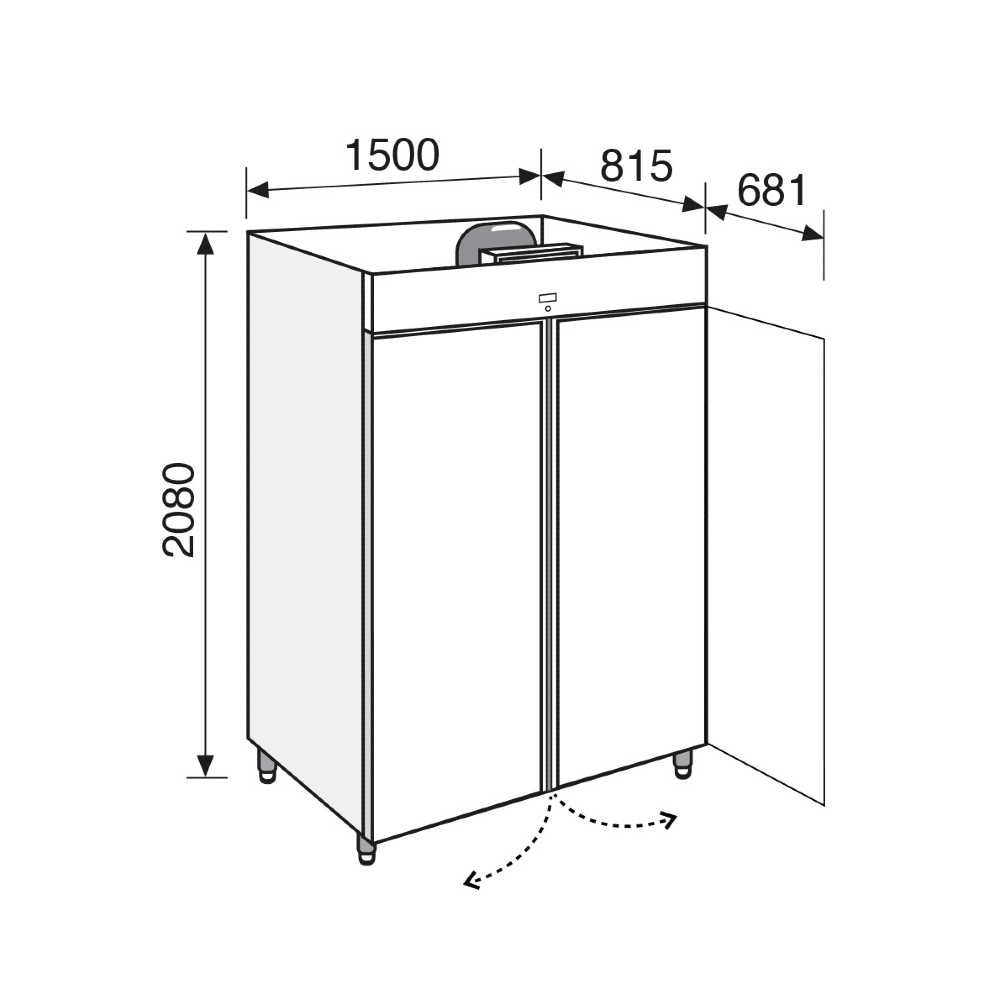 Everlasting BASIC GN2/1 Fridge Upright Solid Double Door 