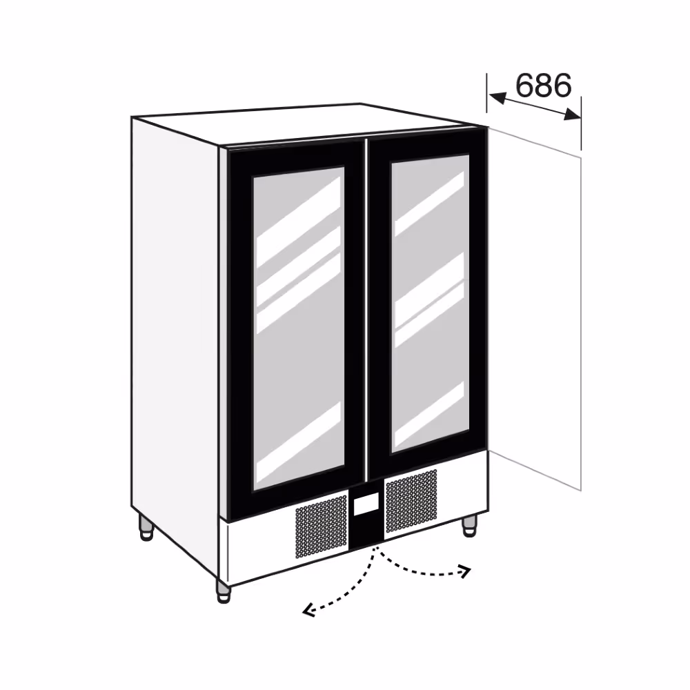 Everlasting MASTER GN2/1 Fridge Upright Glass Double Door