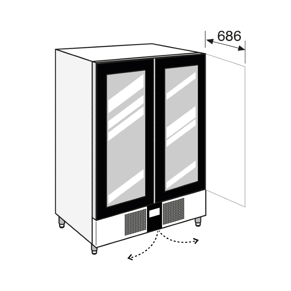 Everlasting MASTER GN2/1 Fridge Upright Glass Double Door