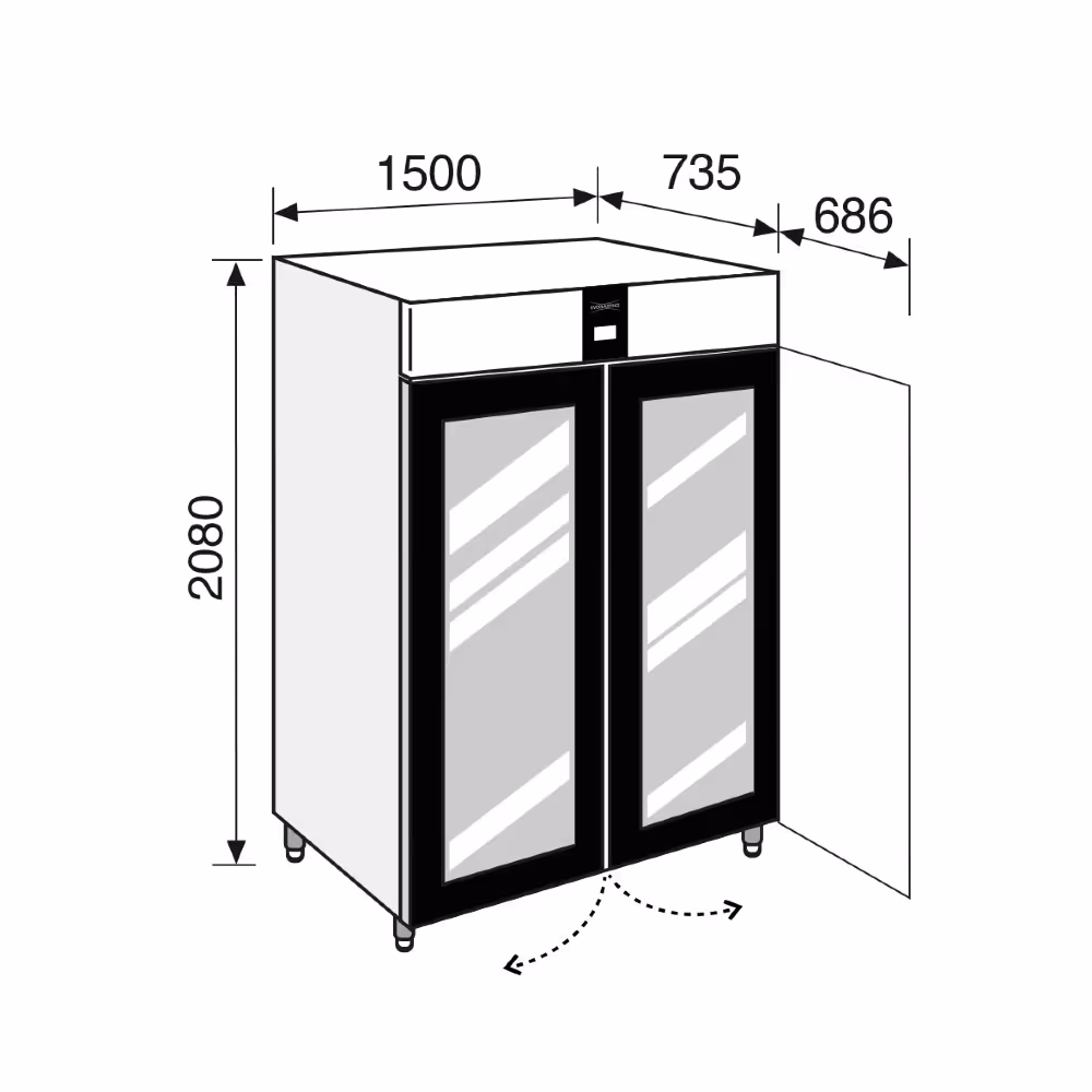 Everlasting CLASSIC 1200 Freezer Upright Glass Double Door