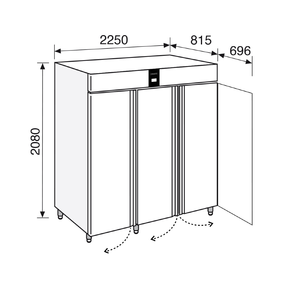 Everlasting PROFESSIONAL GN2/1 Freezer Upright Solid Triple Door