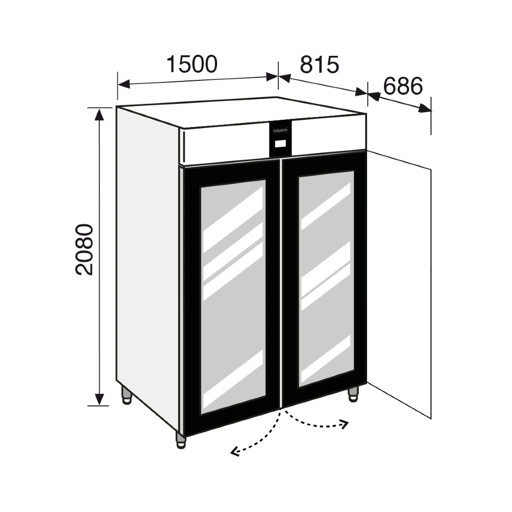 Everlasting PROFESSIONAL GN2/1 Fridge Upright Glass Double Door