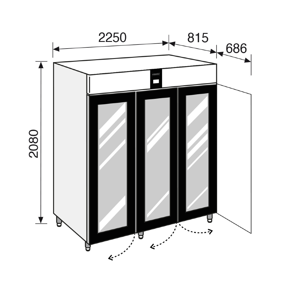 Everlasting PROFESSIONAL GN2/1 Freezer Upright Glass Triple Door