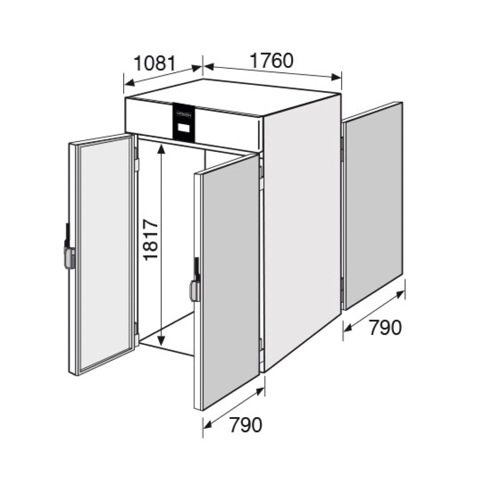 Everlasting ROLL-THROUGH Fridge Upright Solid 4 Door