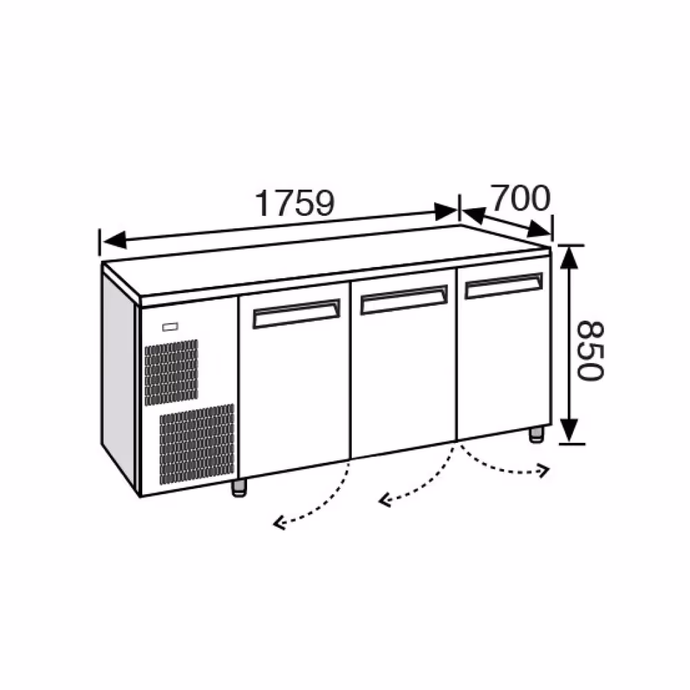 Everlasting BASIC GN1/1 Fridge Under Counter 3 Door 