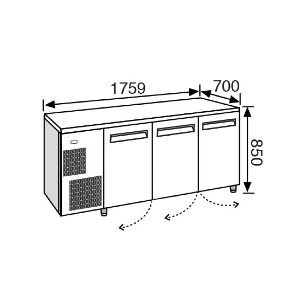 Everlasting BASIC GN1/1 Fridge Under Counter 3 Door 