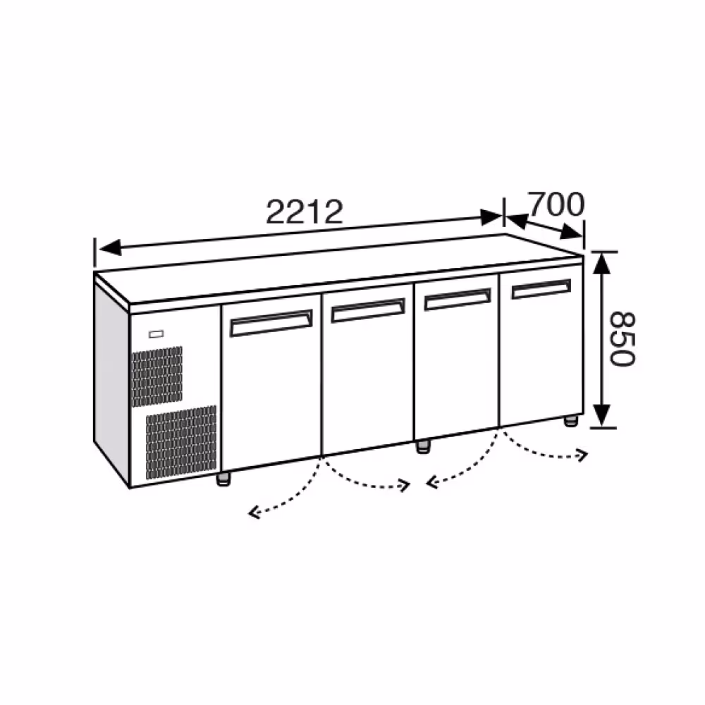 Everlasting BASIC GN1/1 Fridge Under Counter 4 Door 