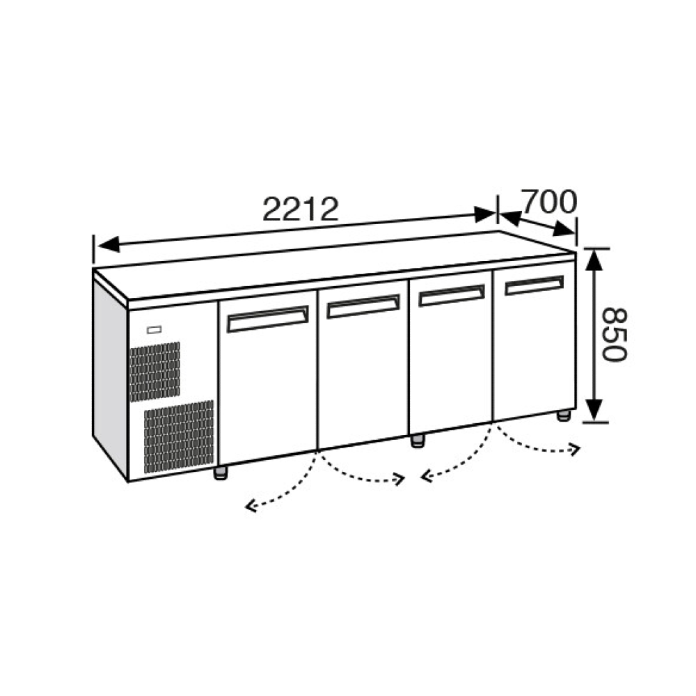 Everlasting BASIC GN1/1 Fridge Under Counter 4 Door 