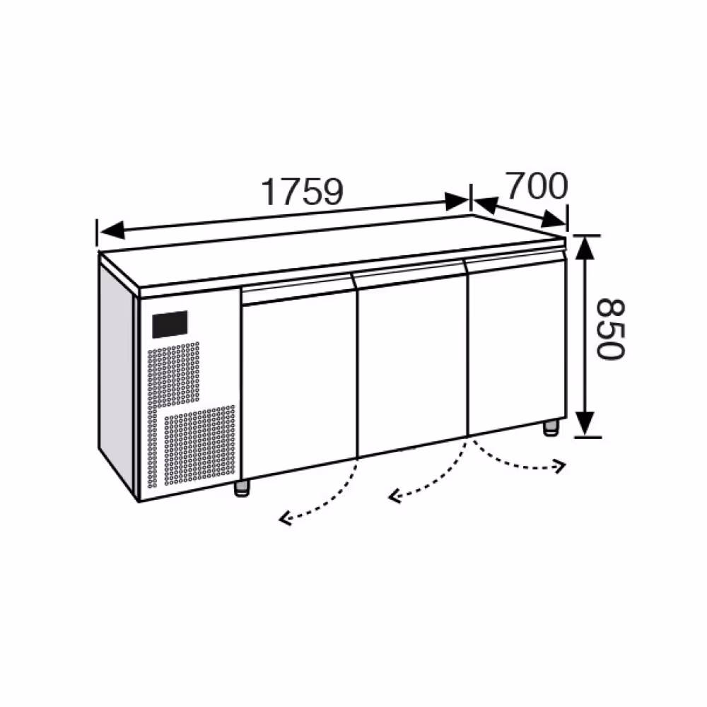 Everlasting PROFESSIONAL Fridge 70-85 Under Counter 3 Door