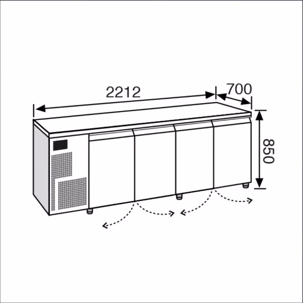 Everlasting PROFESSIONAL Fridge 70-85 Under Counter 4 Door