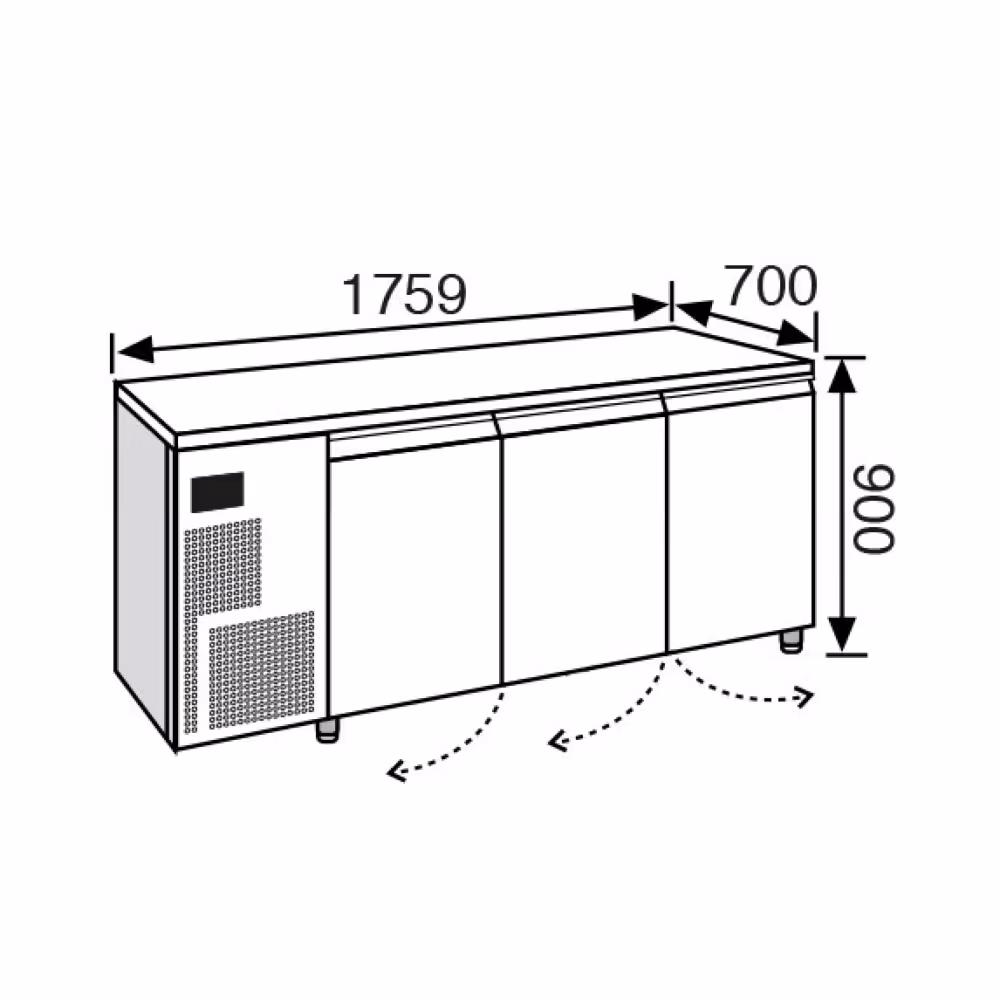 Everlasting PROFESSIONAL 70-90 Under Counter Fridge 3 Door