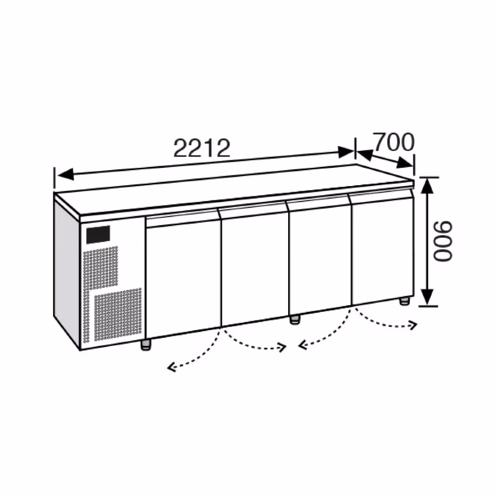 Everlasting Professional 70-90 Under Counter Fridge 4 Door 