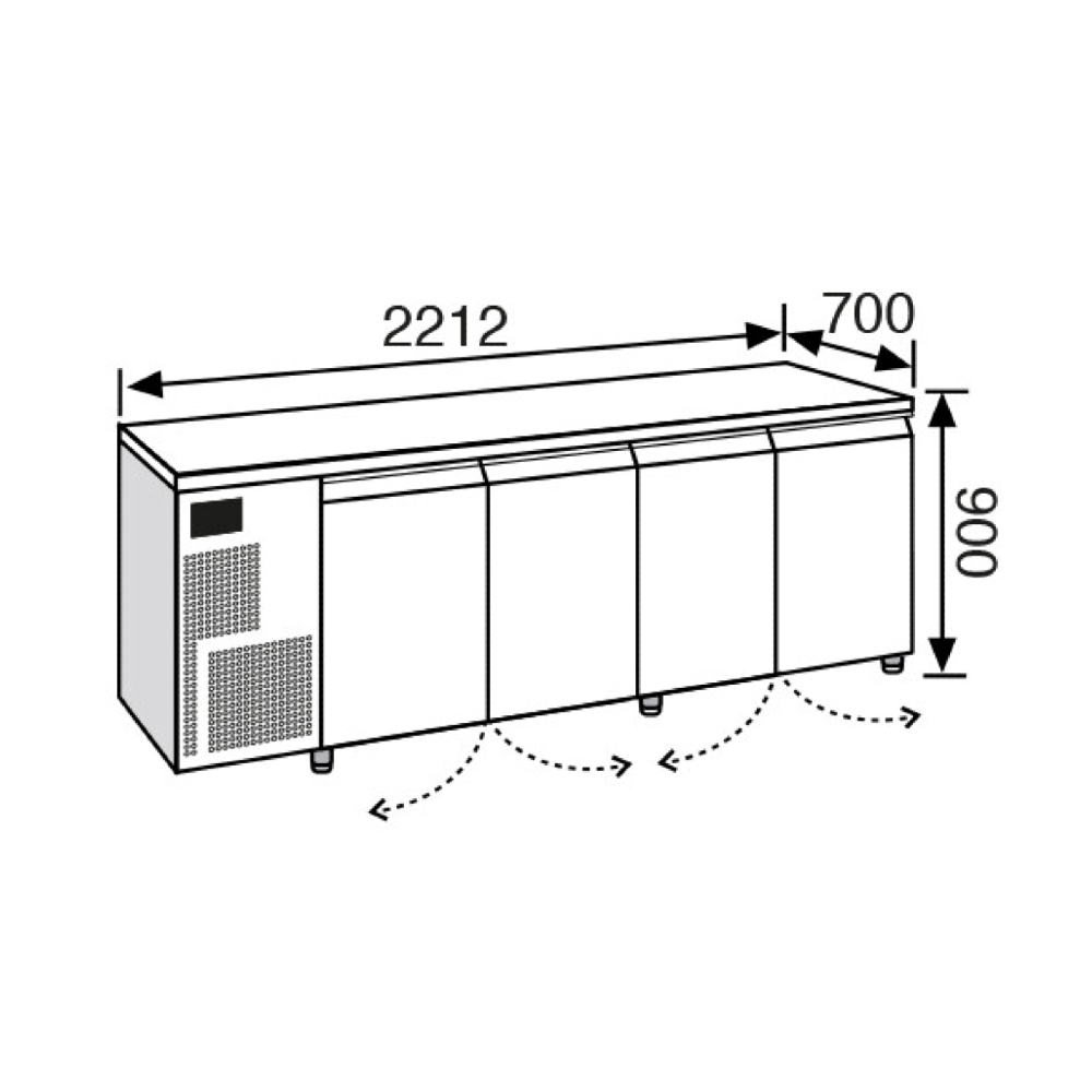 Everlasting Professional 70-90 Under Counter Fridge 4 Door 