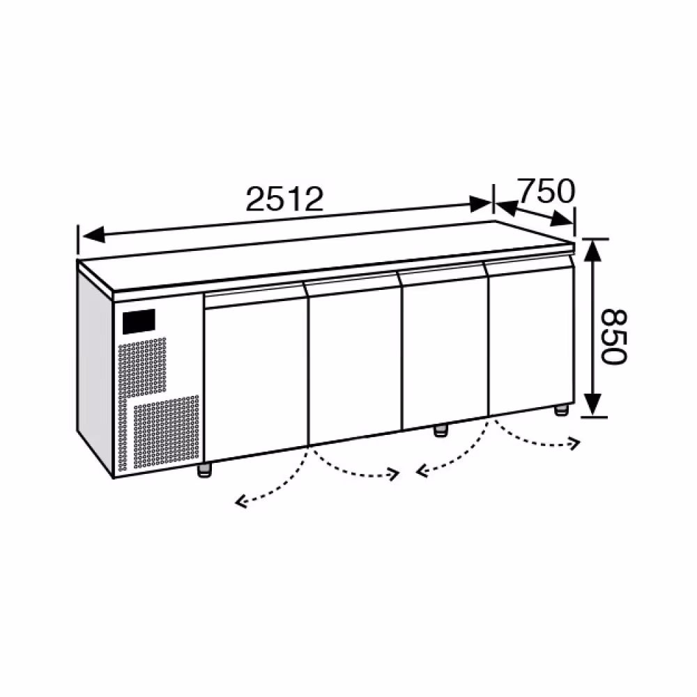 Everlasting PASTRY Fridge Under Counter 4 Door