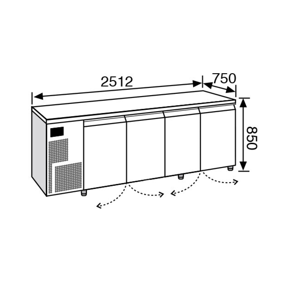 Everlasting PASTRY Fridge Under Counter 4 Door