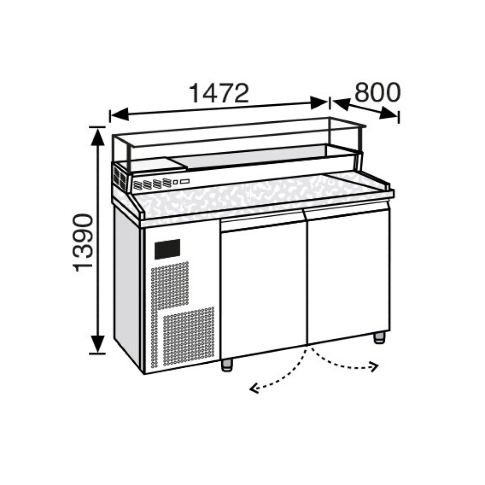 Everlasting PIZZA Professional Preparation Counter 2 Door