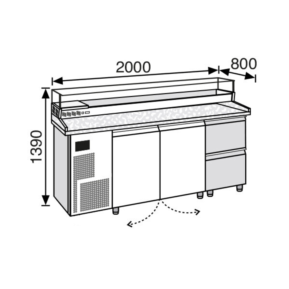 Everlasting PIZZA Professional Preparation Counter 2 Door 2 Draw