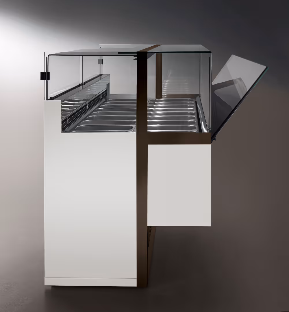 Orion Nine+ Ice Cream Display Serve Over Counter Straight Glass Ventilated Evaporator Plug In