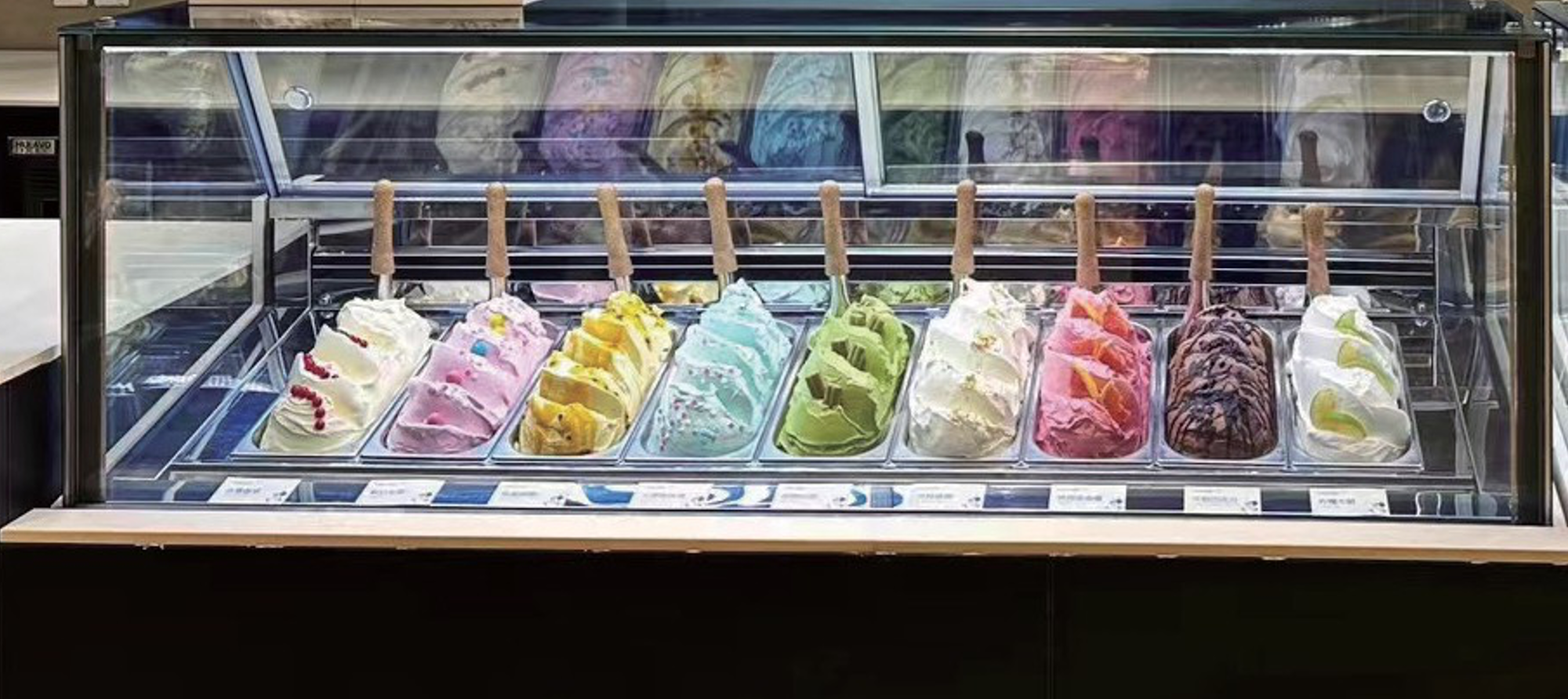 Orion Brio FG Ice Cream Display Serve Over Counter Straight Glass Ventilated Evaporator Plug In