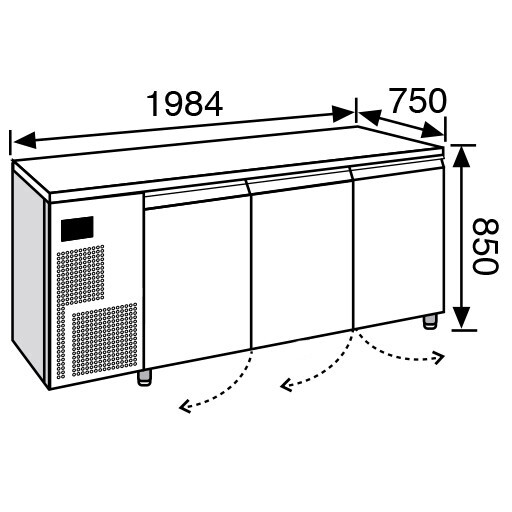 Everlasting PASTRY Fridge Under Counter 3 Door