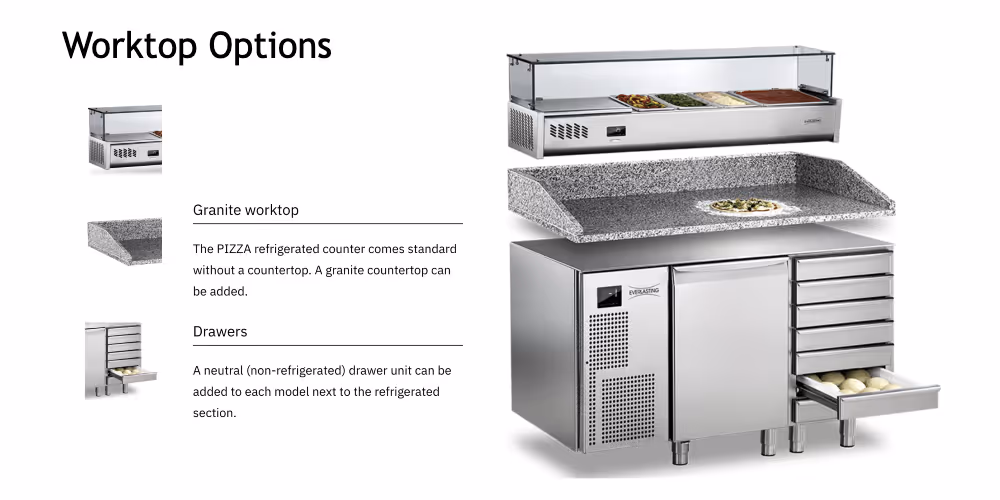 Everlasting PIZZA Professional Preparation Counter 2 Door 7 Draw