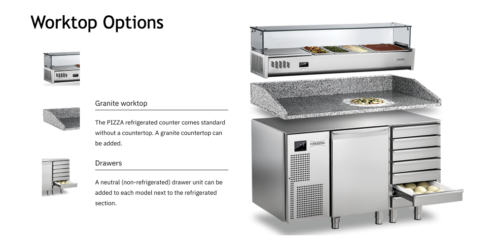 Everlasting PIZZA Professional Preperation Counter 2 Door 14 Draws