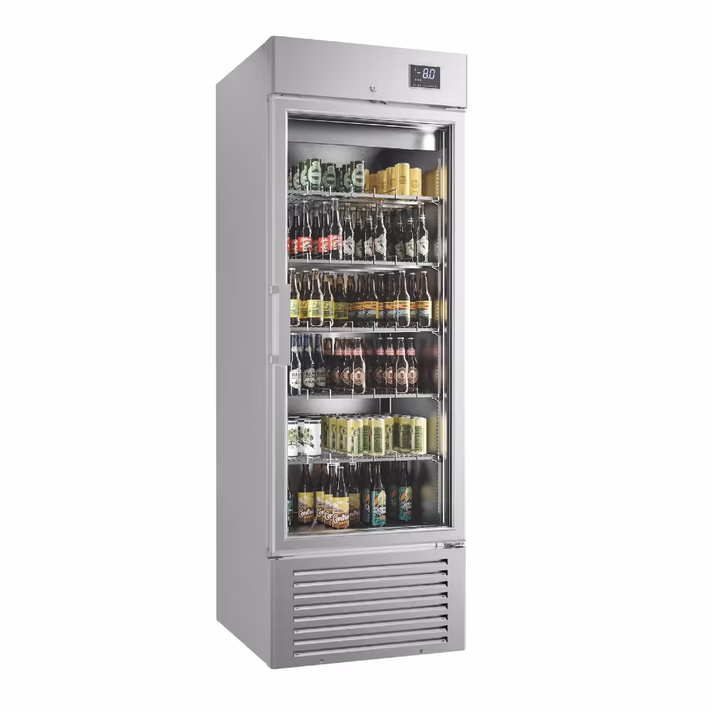 Infrico Supercooler Stainless Steel Bottle Fridge Upright Single Glass Door