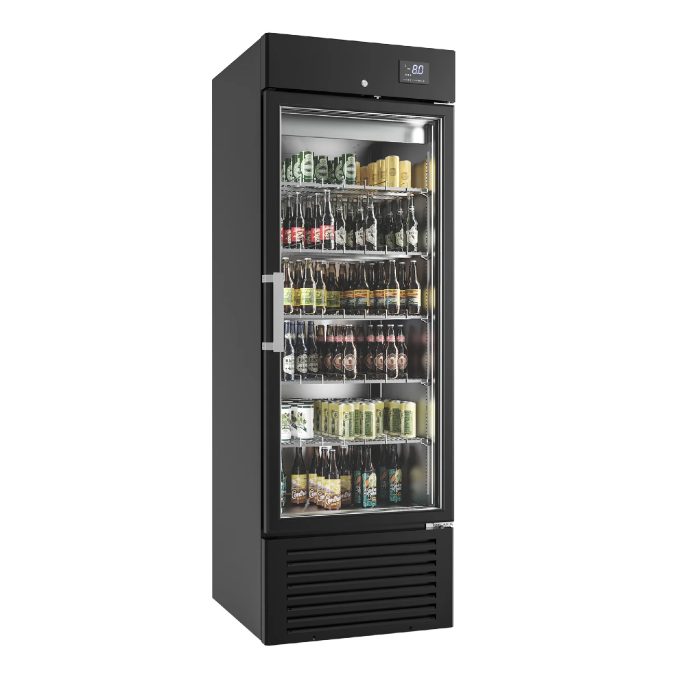Infrico Supercooler Black bottle Fridge Upright Single Glass Door