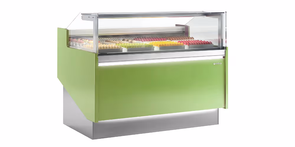 Infrico Lyon Pastry Serve Over Counter Low Height Glass Ventilated Evaporator Plug In