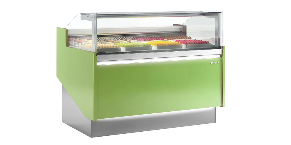 Infrico Lyon Pastry Serve Over Counter Low Height Glass Ventilated Evaporator Plug In
