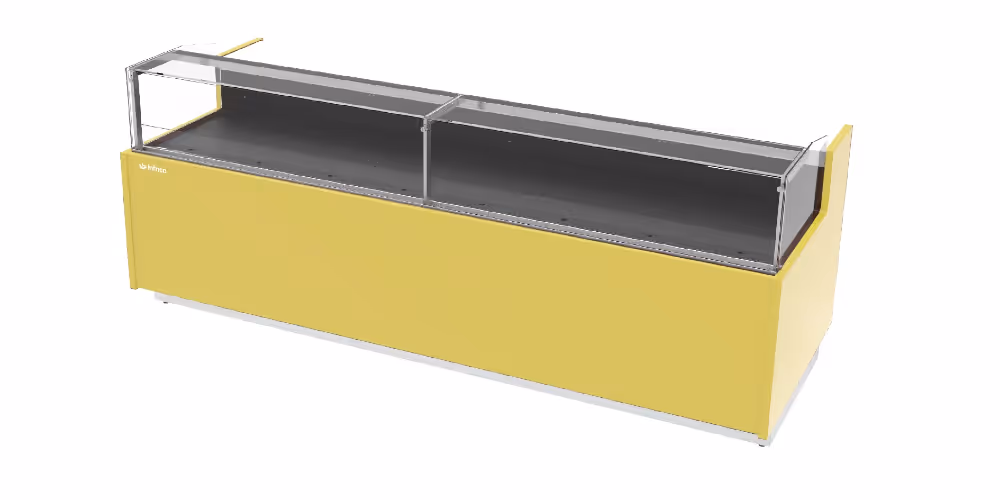 Infrico Magnus Pastry Serve Over Counter Low Height Glass Ventilated Evaporator Plug In