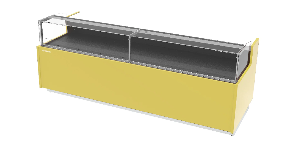 Infrico Magnus Pastry Serve Over Counter Low Height Glass Ventilated Evaporator Plug In