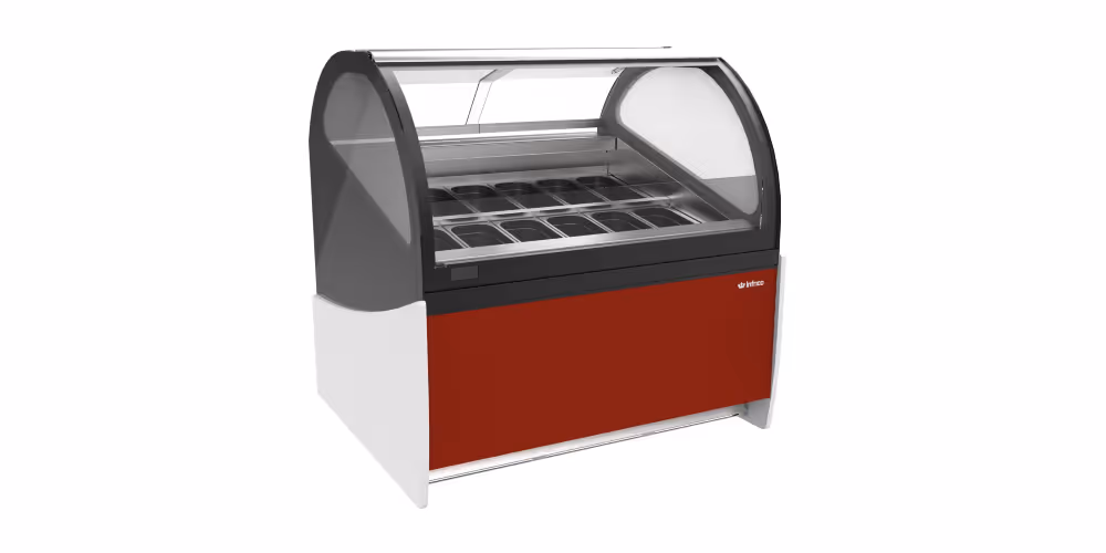 Infrico Ariana Ice Cream Serve Over Counter Curved Glass Ventilated Evaporator Plug In